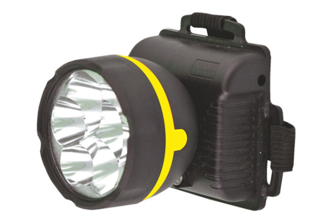 Фонарь налобный на батарейках светодиодный  5LED, 1 режим работы, черный (ААх3) Ultraflash 909LED5
