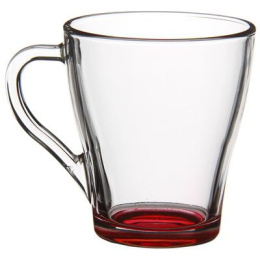 Кружка стеклянная 250мл Грация цветное дно микс Декостек 1649-Н9