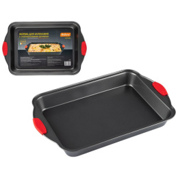 Противень из углеродистой стали с антиприг. покрытием 45,5х29,5х5см с силиконовыми ручками, Cottura Mallony 107037