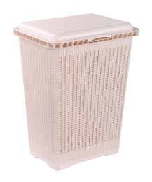 Корзина для белья пластиковая прямоугольная 25л 37х27х47см Вязаное плетение, бежевый Альтернатива М6904