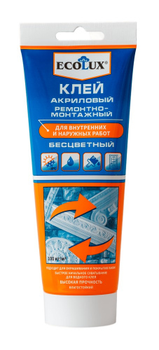 Клей ремонтно-монтажный акриловый 200мл бесцветный Ecolux