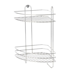 Полка угловая стальная хромированная 2 яруса крепление на шурупах Vento Plus 23х23х41,5см хром Рыжий кот 310848