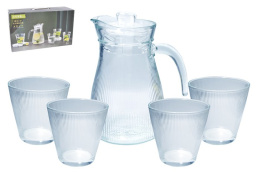 Набор стеклянный  5 предметов (кувшин + 4 стакана), в п/у 113484