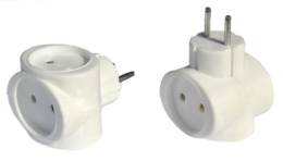 Тройник сетевой ТС-3  6А без заземления универсальный, белый Веллконт РВ 16-001