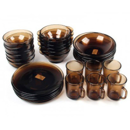 Набор столовый стеклянный Basilico 44 предмет дымка Ca del Vetro 62079