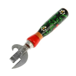 Нож консервный металлический деревянная ручка с хохломской росписью, с заклепками Мирхозторг 1257 (622-01)