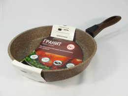 Сковорода алюминиевая литая с антиприг. покрытием Гранит d-24см глубокая без крышки съемная ручка, браун-браун Deco-Dariis HUR-A-109 DBB