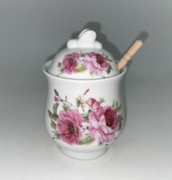 Банка для меда фарфоровая 0,30л с ложкой Цветы, в п/у Guterwahl 102-05114