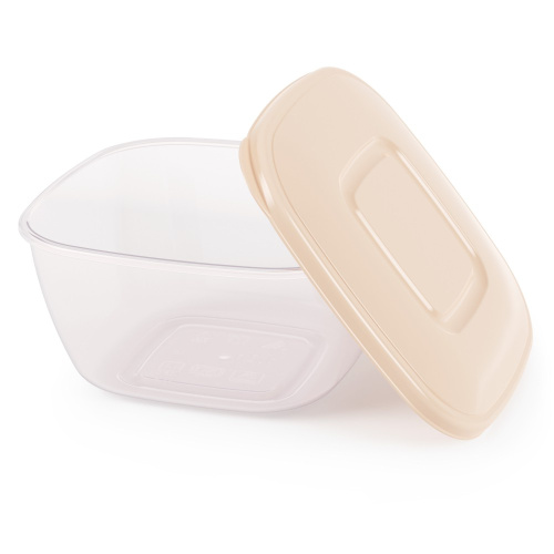 Контейнер для СВЧ пластиковый 2,0л квадратный, бежевый Альтернатива М8790