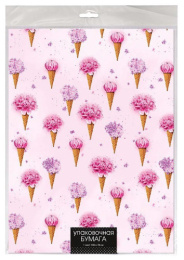 Бумага оберточная 100х70см Цветы в вафельном рожке 0183.357