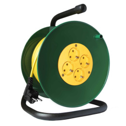 Удлинитель силовой на катушке 50м 4 розетки 10А с заземлением, ПВС 3 х 0,75, 2200Вт Союз 481S-3409