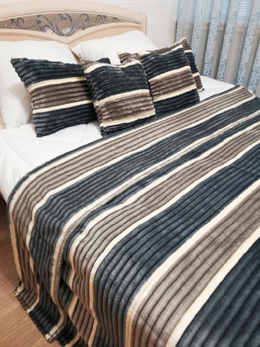 Плед 150х200см фланель двухсторонний Полоски ДомВелл 