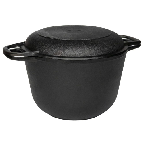 Кастрюля чугунная  6л крышка - сковорода Гардарика 1306-4