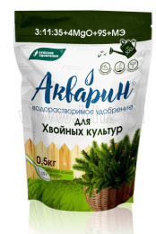 Акварин для хвойных  500г удобрение водорастворимое комплексное минеральное, марка 3, дой-пак Буйские удобрения