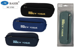 Пенал-тубус New Vogye, ткань, цветной ассорти, внешний карманчик на молнии MC-5765