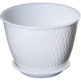 Горшок для цветов пластиковый Корсика с поддоном 1,8л d-17см h-13см белый 5plast 5PL0290