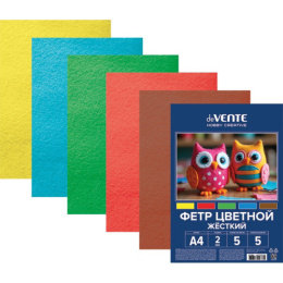 Фетр  5 цветов  5 листов цветной Devente, толщина 2мм, жесткий, яркие цвета 8113201
