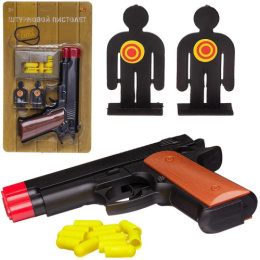 Пистолет механический с пластиковыми пулями (12шт.) + 2 мишени Штурмовой, на блистере ABtoys ARS-263/601424