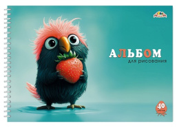 Альбом для рисования 40 листов Смешной попугайчик, гребень С0225-86