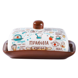 Масленка керамическая (доломит) прямоугольная Правила кухни, в п/у Appetite ZFC046-11