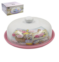 Блюдо для блинов керамическое (доломит) с крышкой 230мм Акварель, в п/у Lavenir HC620-P01