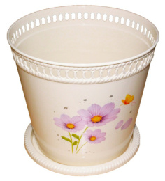 Кашпо пластиковое Флора с поддоном 2л 16,5х16,5х15,5см слоновая кость Ар-Пласт 07025