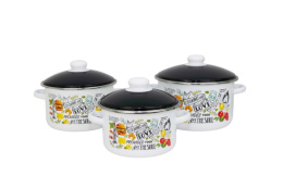 Эмаль набор посуды Магн 3 предм. кастрюли цилиндрические с металл. крышками 2л, 3л, 4л Папин завтрак, белый Эмаль Магнитогорск 2-3231/6