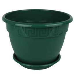 Горшок для цветов пластиковый Антик с поддоном  3,6л d-22см h-16см малахит 5plast 5PL0022