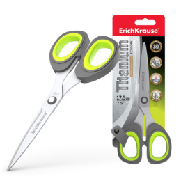 Ножницы 17,5 см ErichKrause Titanium, серо-желтые 30787