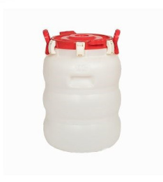 Бочка  40л пластиковая пищевая круглая, горловина d-27,5см, с навесными ручками, герметичная, белая Радиан