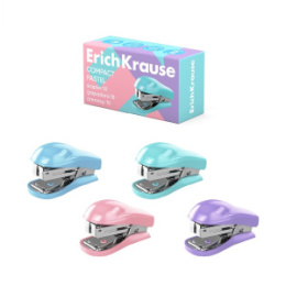 Степлер №10 15 листов ErichKrause Мини Compact Pastel, ассорти 61734