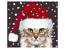 Алмазная мозаика на подрамнике 20х20см Котик в снежинках НД-7617