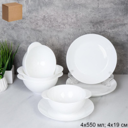 Набор столовый стеклокерамический  8 предметов белый, в картон/к White Lily FA-XTW55/745359