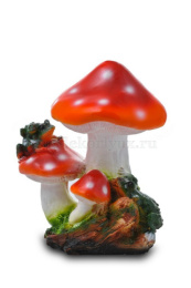 Фигурка садовая гипсовая Мухоморы с лягушками 26х30см ГусьДекорЛюкс 3С23