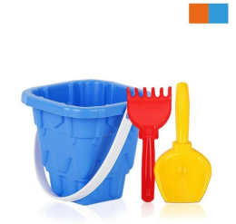 Набор для песочницы пластиковый  3 предмета Башня: ведро, совок, грабли, цвета в ассортименте, в сетке Совтехстром У876/16626
