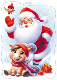 Наклейки оформительские набор НГ Дед Мороз и пони 5.0001473