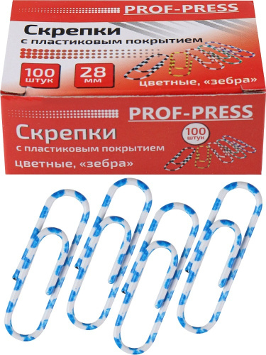 Скрепки 28мм 100шт. Зебра овальные СКР-3139