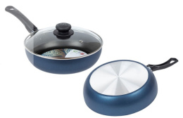 Сотейник алюминиевый с антиприг. покрытием Сатин d-24см со стеклян. крышкой с пластик. ручкой Калитва 69243