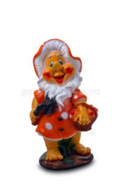 Фигурка садовая гипсовая Гном-Мухомор 28х51см ГусьДекорЛюкс 2С57