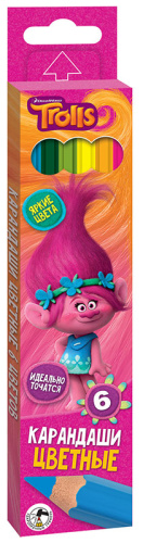 Карандаши цветные  6 цветов Trolls 070700