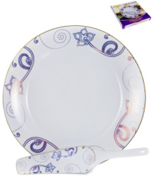 Набор для торта фарфоровый 2 предмета (блюдо 300мм + лопатка) Аврора Алия, в п/у Guterwahl 113-19046