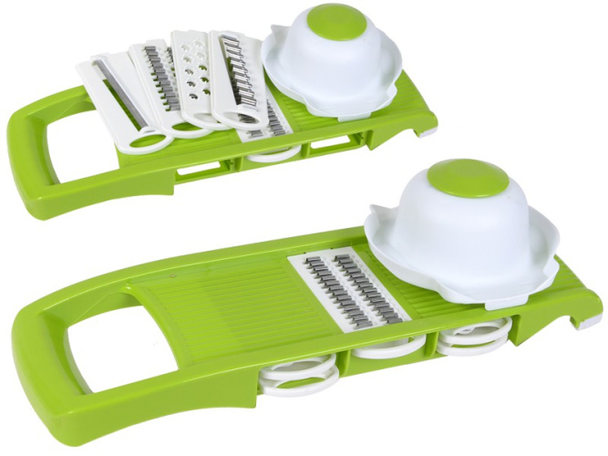 Овощерезка многофункциональная нержавеющая сталь + пластик  4 насадки + держатель, Компакт Мирхозторг 1876