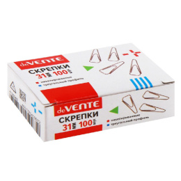 Скрепки 31мм 100шт. Devente, треугольные, никель, в к/к 4135343