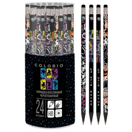 Карандаш чернографитный с ластиком Colorio HB пластиковый круглый COLB-US10-102PL-PVC24