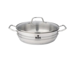 Жаровня из нержавеющей стали 240мм/3,5л стеклянная крышка, с двумя ручками Rashel R-1/248