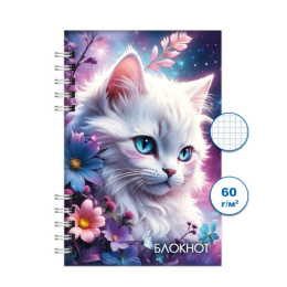 Блокнот А6  80 листов Кошки 3, гребень БГ80/10-3