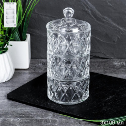 Банка для специй (конфетница) стеклянная 3 яруса х 0,1л, в п/у TG049-1/747649