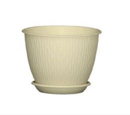 Горшок для цветов пластиковый Корсика с поддоном 1,8л d-17см h-13см ваниль 5plast 5PL0656