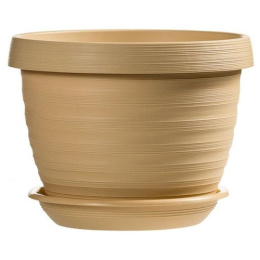 Горшок для цветов пластиковый Толедо с поддоном  4,5л d-24см h-17см крем 5plast 5PL0453