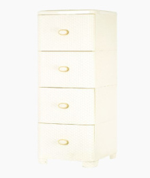 Комод четырехсекционный пластиковый Плетенка 38х43х93,5см слоновая кость Ар-Пласт 16027